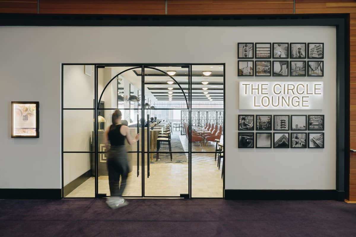 The Circle Restaurant entrance at Birmingham Hippodrome theatre.